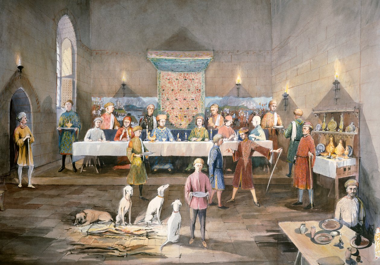 Salón de Arthur, Castillo de Dover, siglo XIV, c. 1990-2010 de Terry Ball