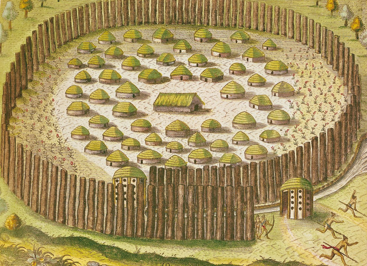 Aldea india fortificada, de 
