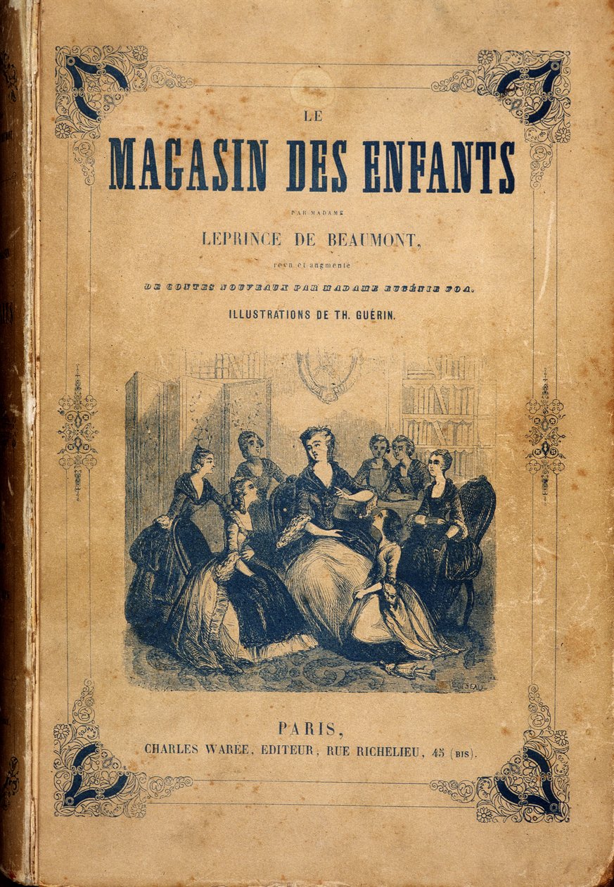 Ama de llaves rodeada de niñas - en “La tienda de los niños” por Mme Leprince de Beaumont, il. Guerin, Waree de Th. (after) Guerin