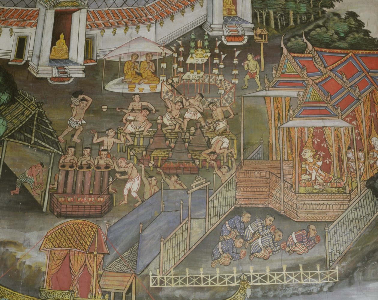 Detalle de la ciudad de Phitsanulok, Wat Bowonniwet Vihara, Bangkok de Thai School