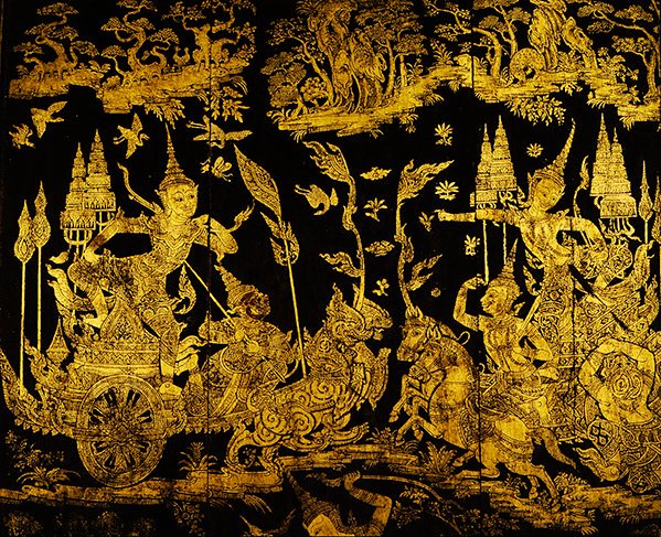 Episodio del Ramakien, (detalle) de Thai School