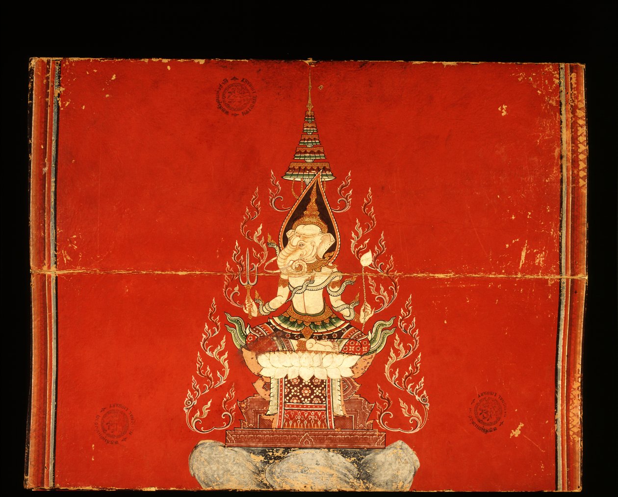 Manuscrito de Ganesh sobre entrenamiento de elefantes de Thai School