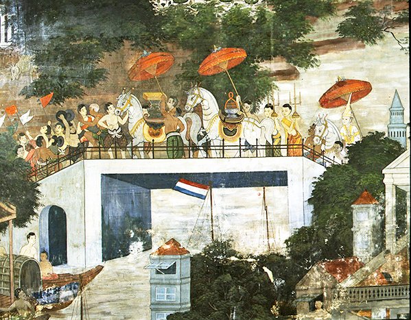 Monje llevado al monasterio después de su consagración de Thai School