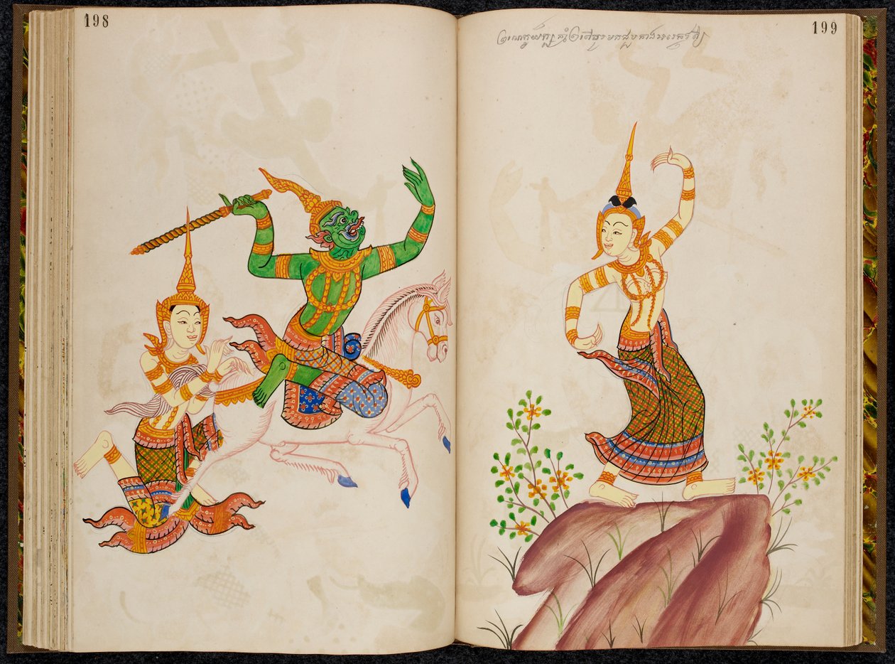 Escena de la versión tailandesa del Vidhura-pandita Jataka. de Thai School