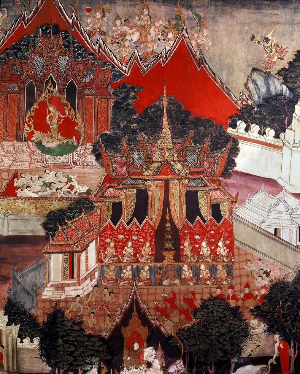 Escenas de la vida de Buda, mediados del siglo XIX de Thai School