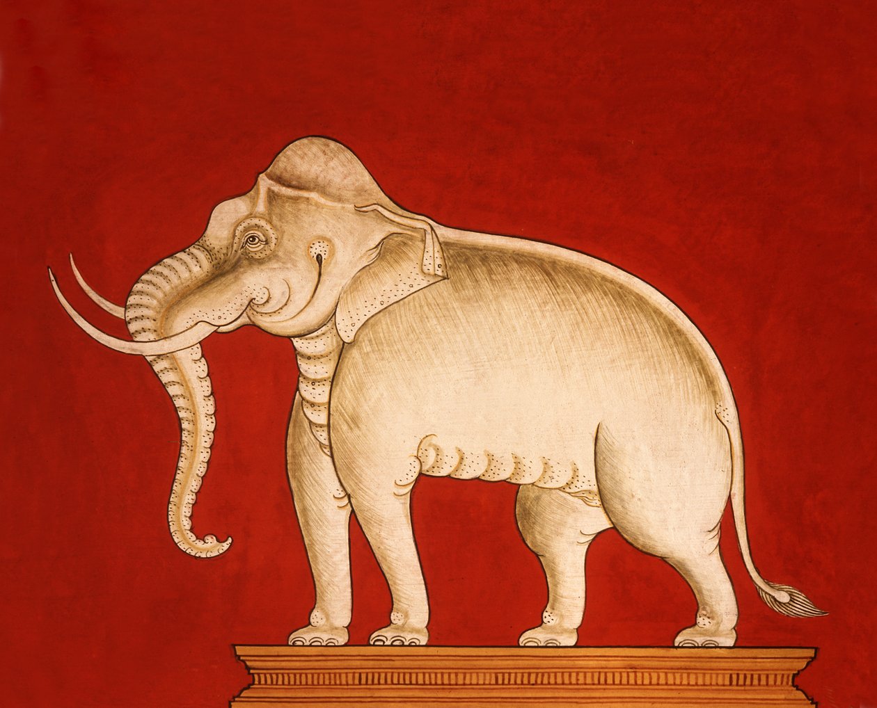 Elefante blanco, página de un manuscrito sobre entrenamiento de elefantes de Thai School