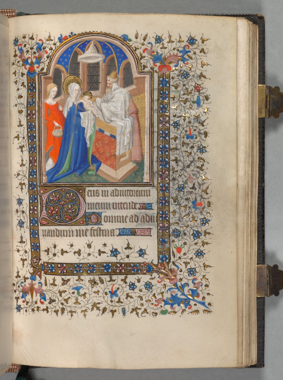 Libro de Horas Uso de París: Fol. 72r, Presentación en el Templo, c. 1420 de The Bedford Master