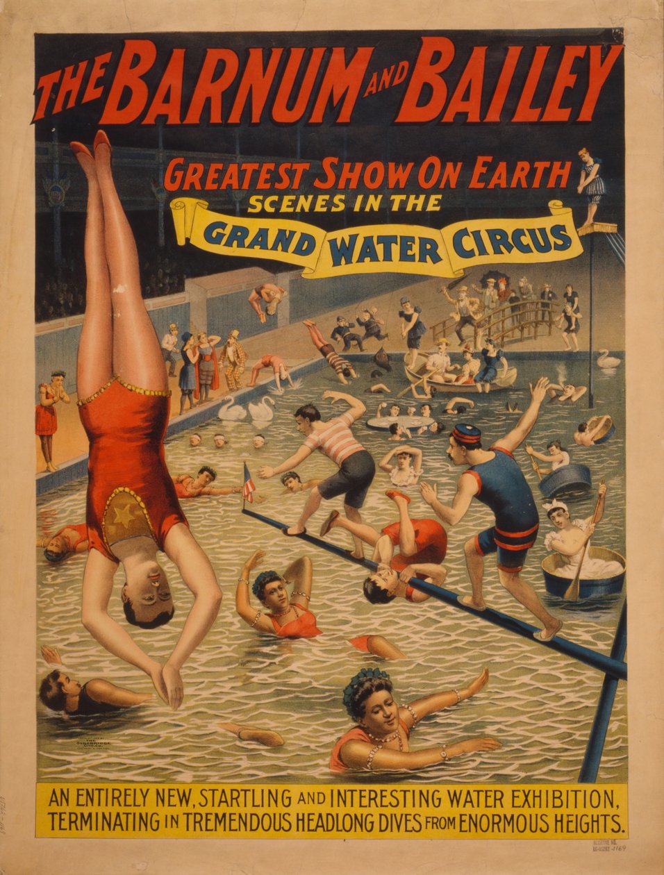 El mayor espectáculo del mundo de Barnum & Bailey. Escenas en el gran circo acuático de The Strobridge Lithographing Company