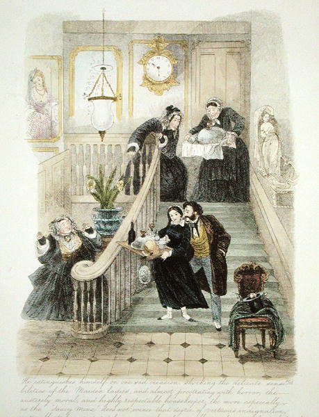 Ilustración de Visita de un exquisito londinense a sus tías solteras en el campo, publicada en 1859 de Theo Theo