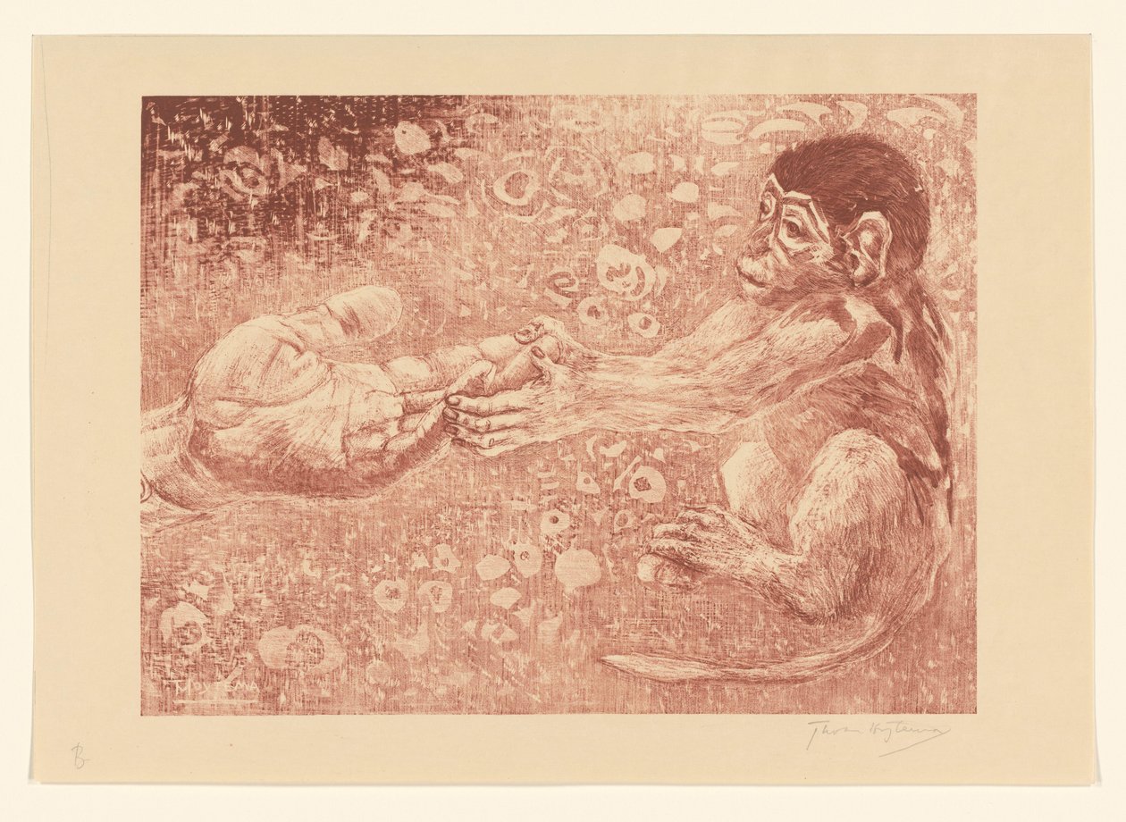 Mono tomando una mano ofrecida de Theo van Hoytema (signed by artist)
