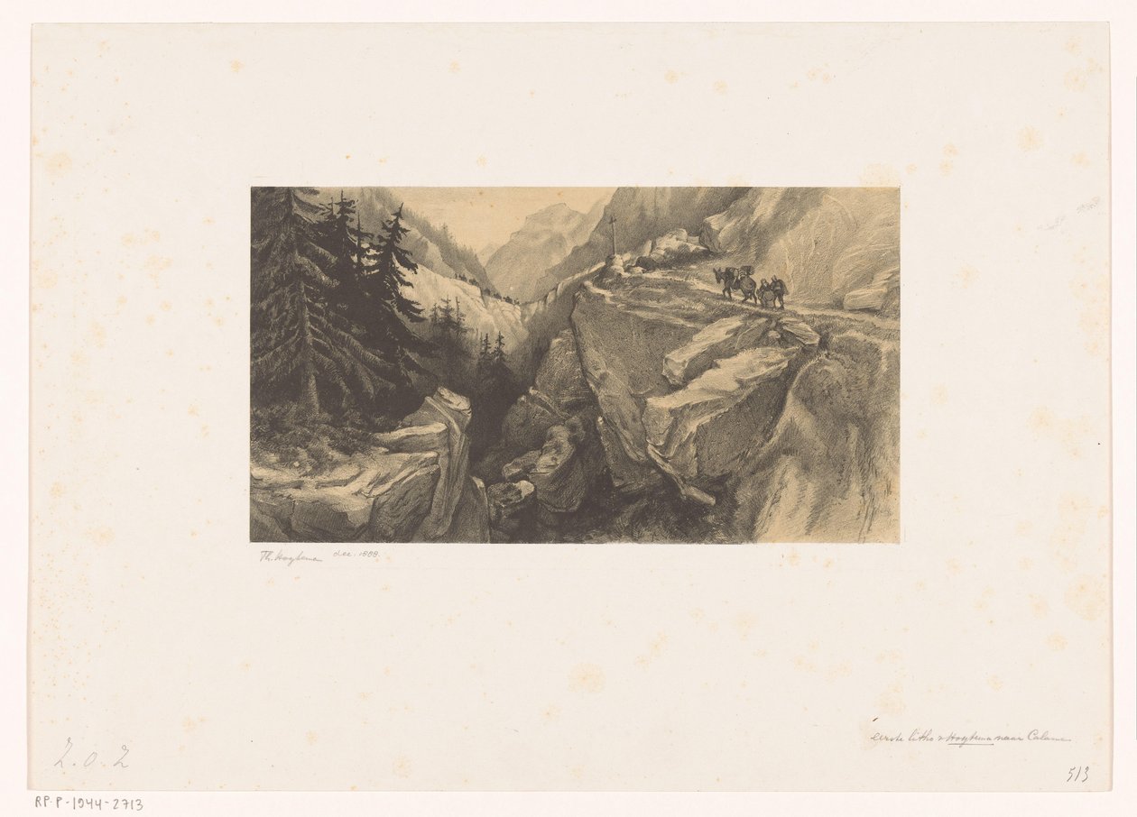 Paisaje alpino con puerto de montaña de Theo van Hoytema (signed by artist)