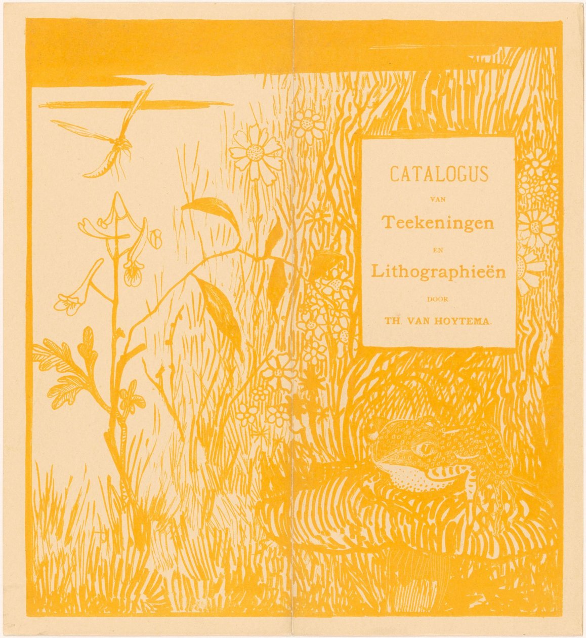 Portada del catálogo con sapo y libélula de Theo van Hoytema
