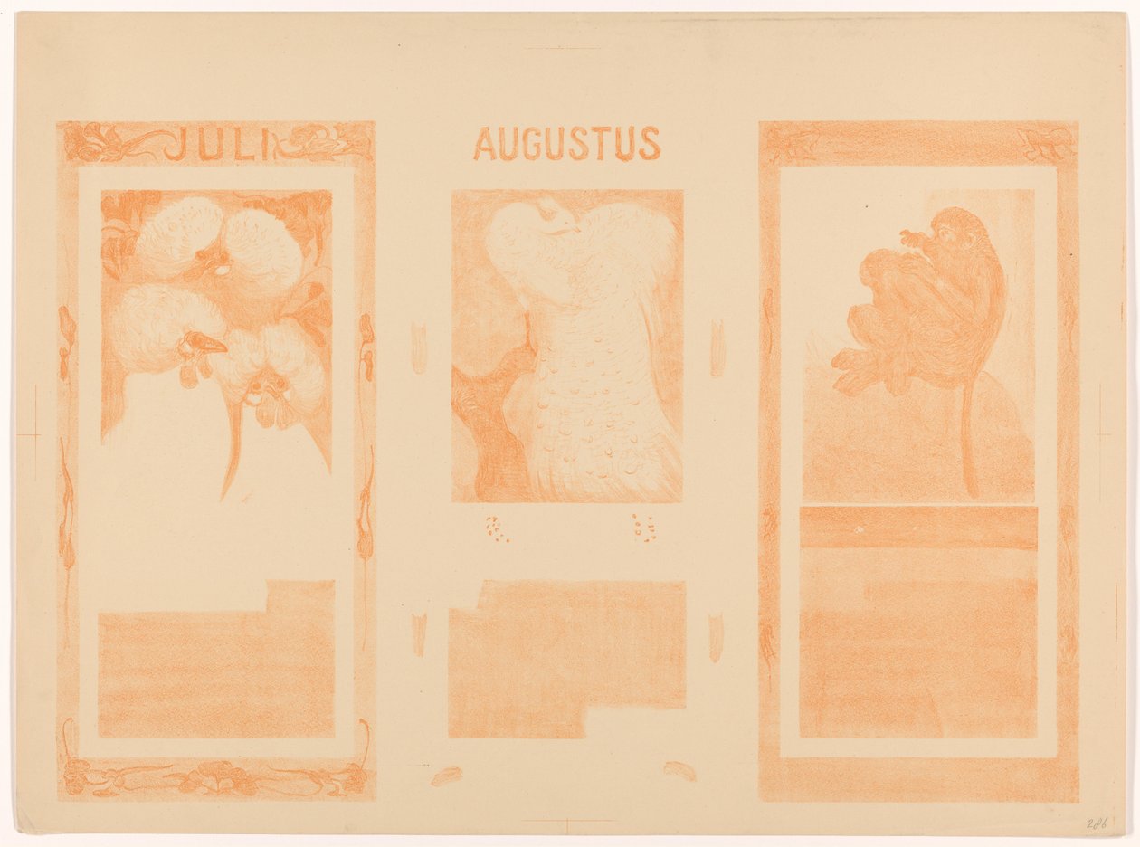 Calendarios de julio, agosto y noviembre de 1910 de Theo van Hoytema