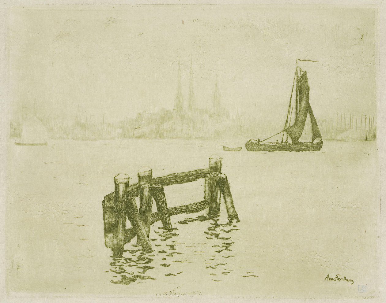 Vista de Ámsterdam de Théo van Rysselberghe