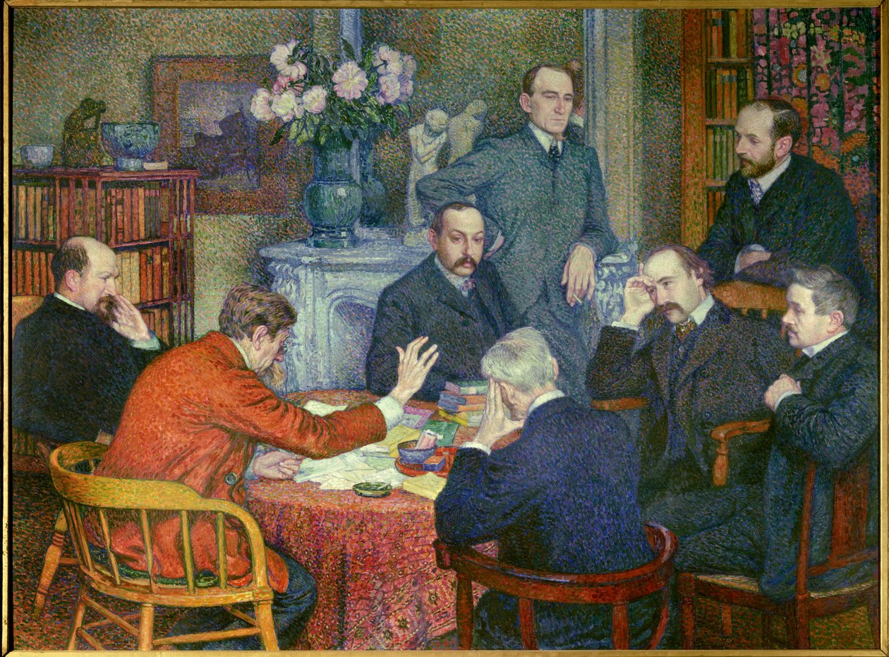La Lectura (1903), escenificada alrededor de Emile Verhaeren (1855-1916), poeta socialista belga de Théo van Rysselberghe