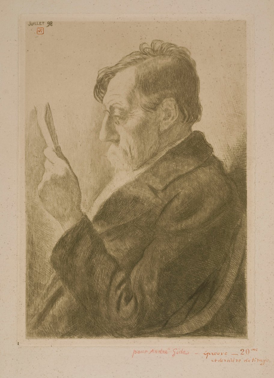 Retrato del escritor Émile Verhaeren, leyendo de Théo van Rysselberghe