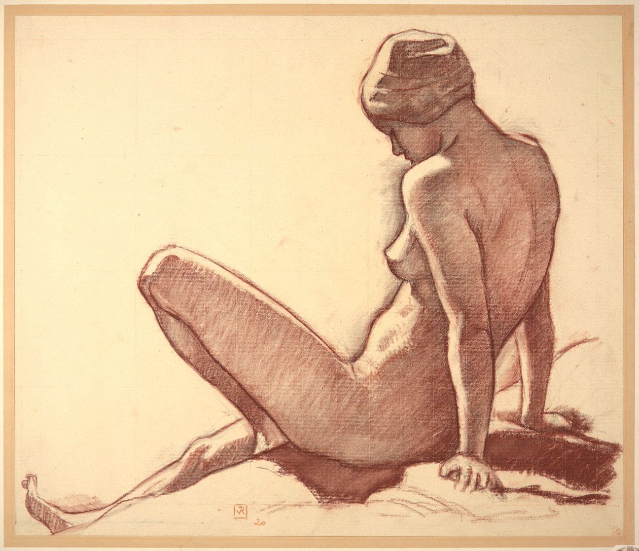 Estudio de desnudo femenino junto al mar para «Las bañistas» de Théo van Rysselberghe