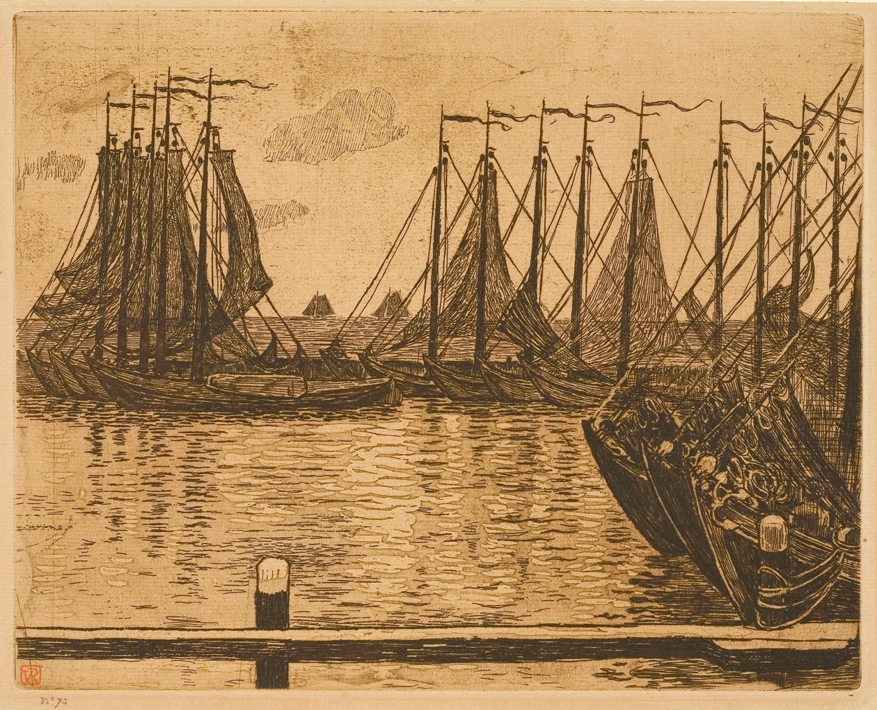 Volendam (Países Bajos), barcos fondeados de Théo van Rysselberghe