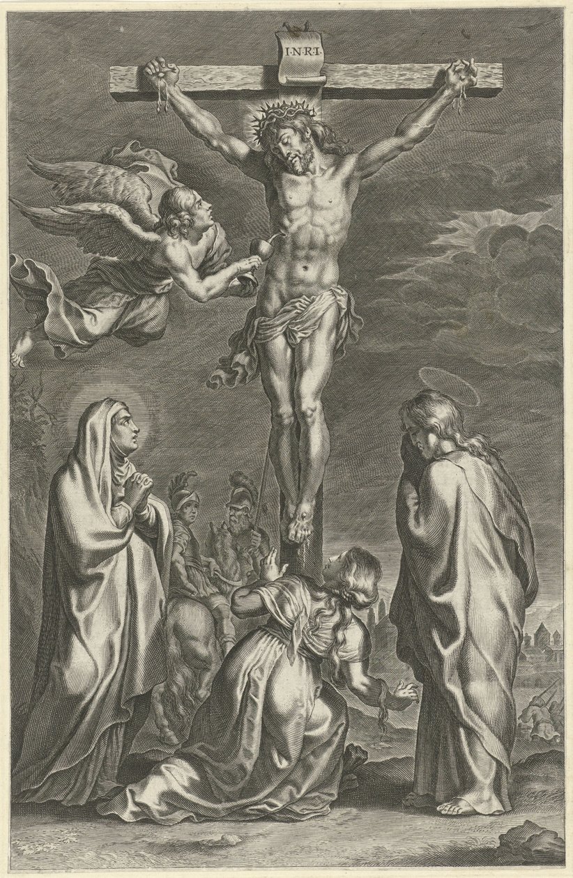 Cristo en la cruz Escenas del Antiguo y Nuevo Testamento (título de la serie) Breviarium romanum (título de la serie) de Theodoor Galle (possibly)
