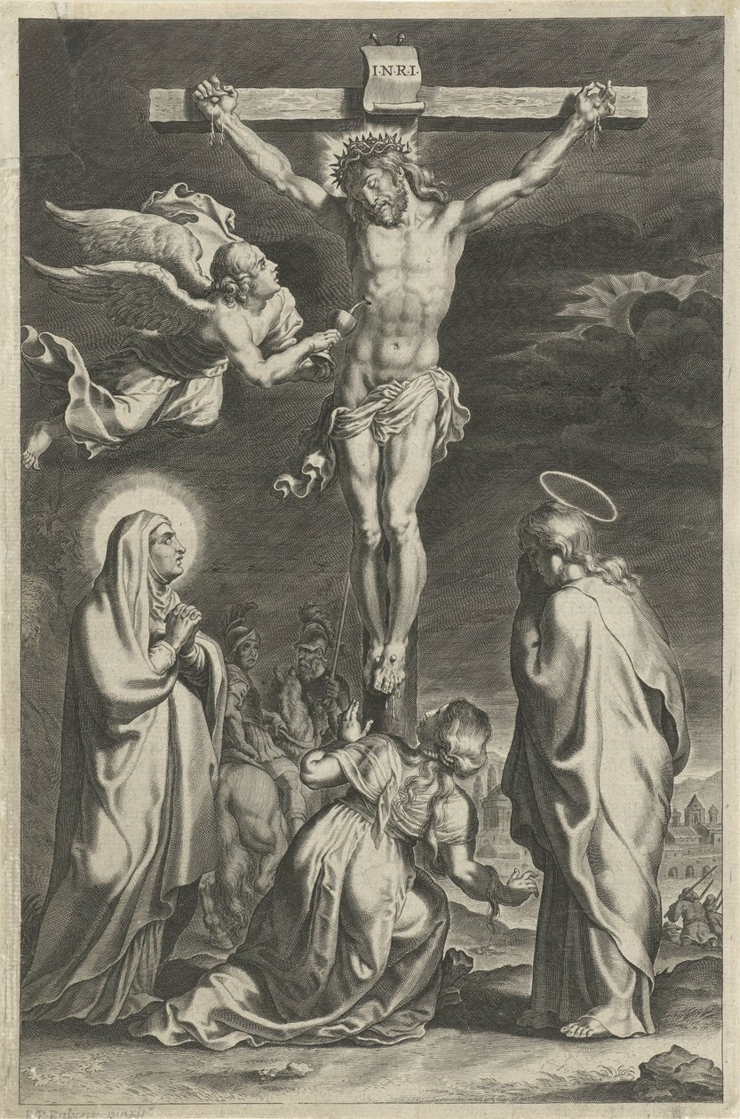 Cristo en la cruz Escenas del Antiguo y Nuevo Testamento (título de la serie) Breviarium romanum (título de la serie) de Theodoor Galle (possibly)