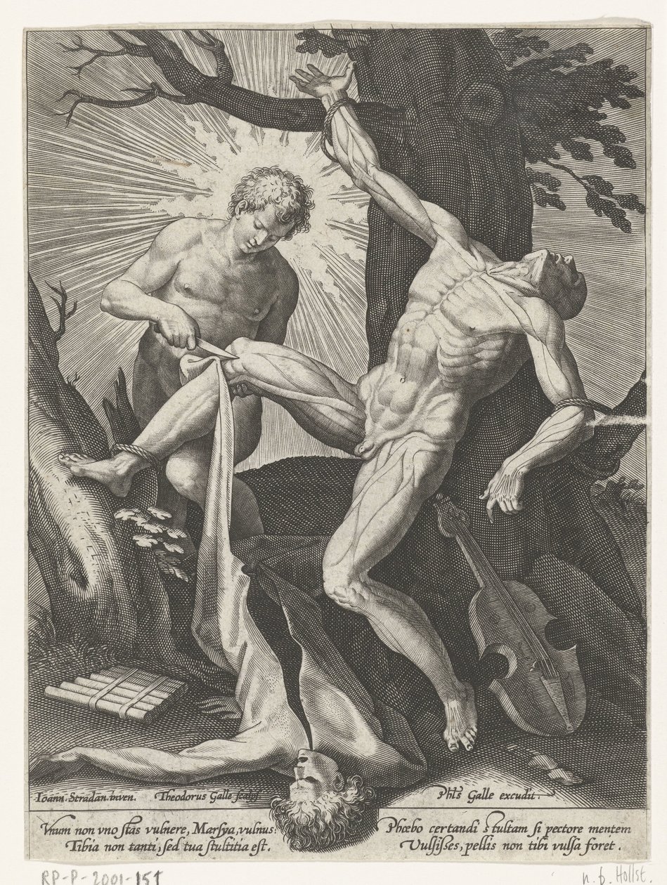 Apolo marchita a Marsyas de Theodoor Galle