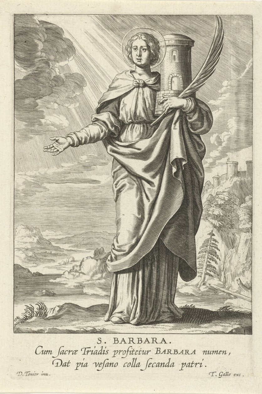 Santa Bárbara Santa Bárbara (título sobre el objeto) Heiligen femenino (título de la serie) Espejo Iluminado Virgen (título de la serie) de Theodoor Galle