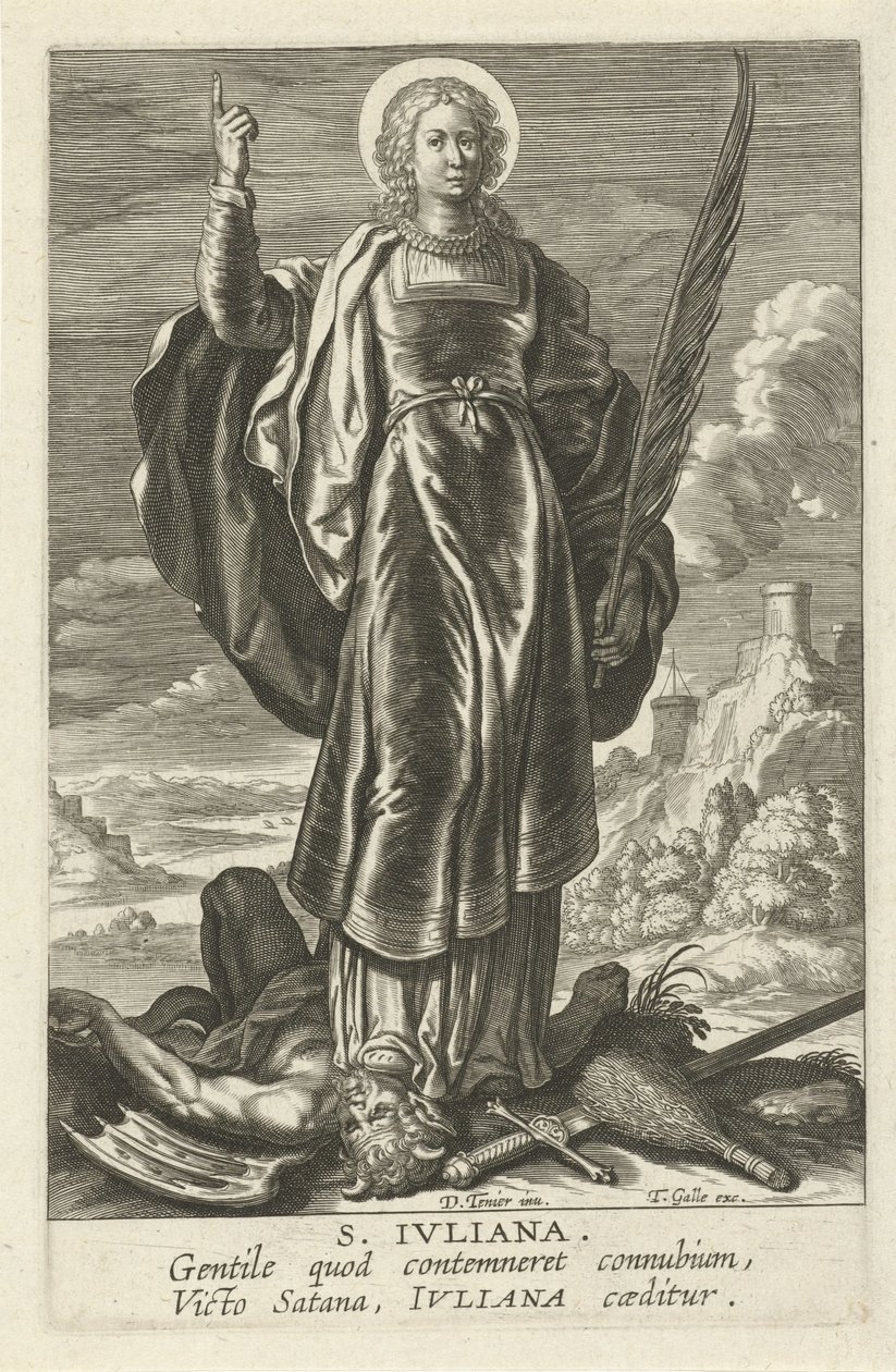 heilige juliana St. Juliana (título sobre objeto) Heiligen femenino (título de la serie) Espejo Iluminado Virgen (título de la serie) de Theodoor Galle