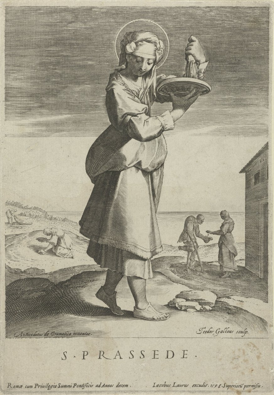 Heilige Praxedis S. Prassede (título sobre objeto) de Theodoor Galle