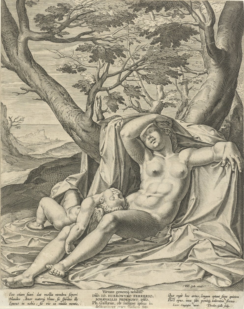 Venus y Cupido durmientes de Theodoor Galle