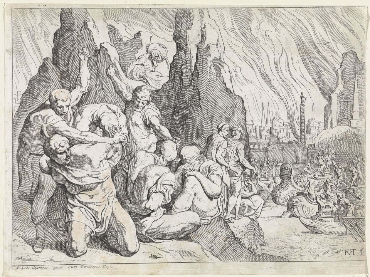 Los griegos se embarcan tras la caída de Troya Los trabajos de Odiseo (título de la serie) de Theodoor van Thulden
