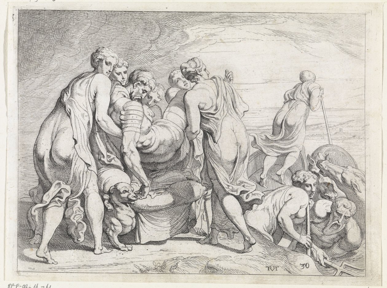 Faiaken trae a Odiseo dormido a Ítaca Los trabajos de Odiseo (título de la serie) de Theodoor van Thulden