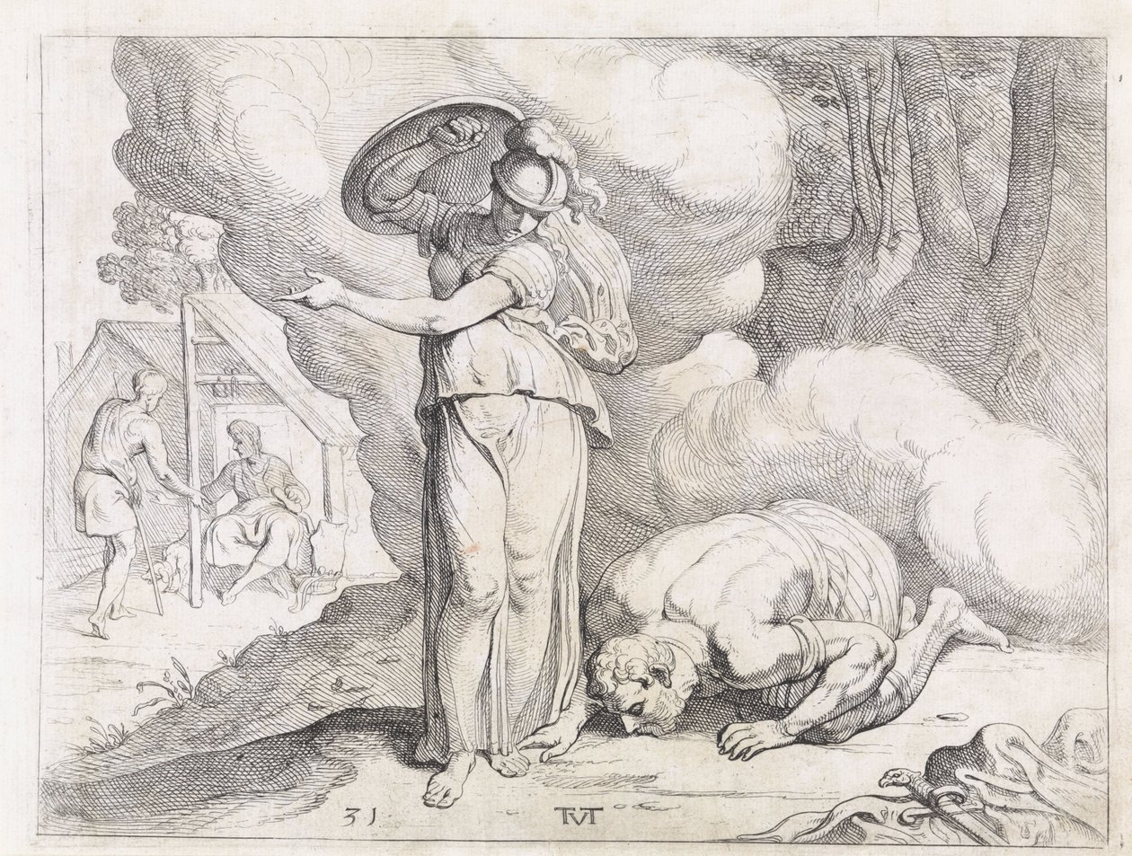 Minerva muestra Ítaca a Odiseo Los trabajos de Odiseo (título de la serie) de Theodoor van Thulden