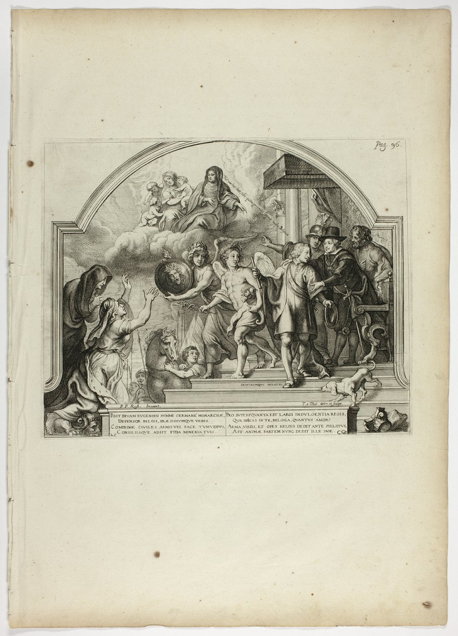 Felipe IV nombrando al príncipe Fernando gobernador de los Países Bajos, lámina 25 de Casperius Gevartius, Pompa Introitus Honori Serenissimi Principis Ferdinandi de Theodoor van Thulden