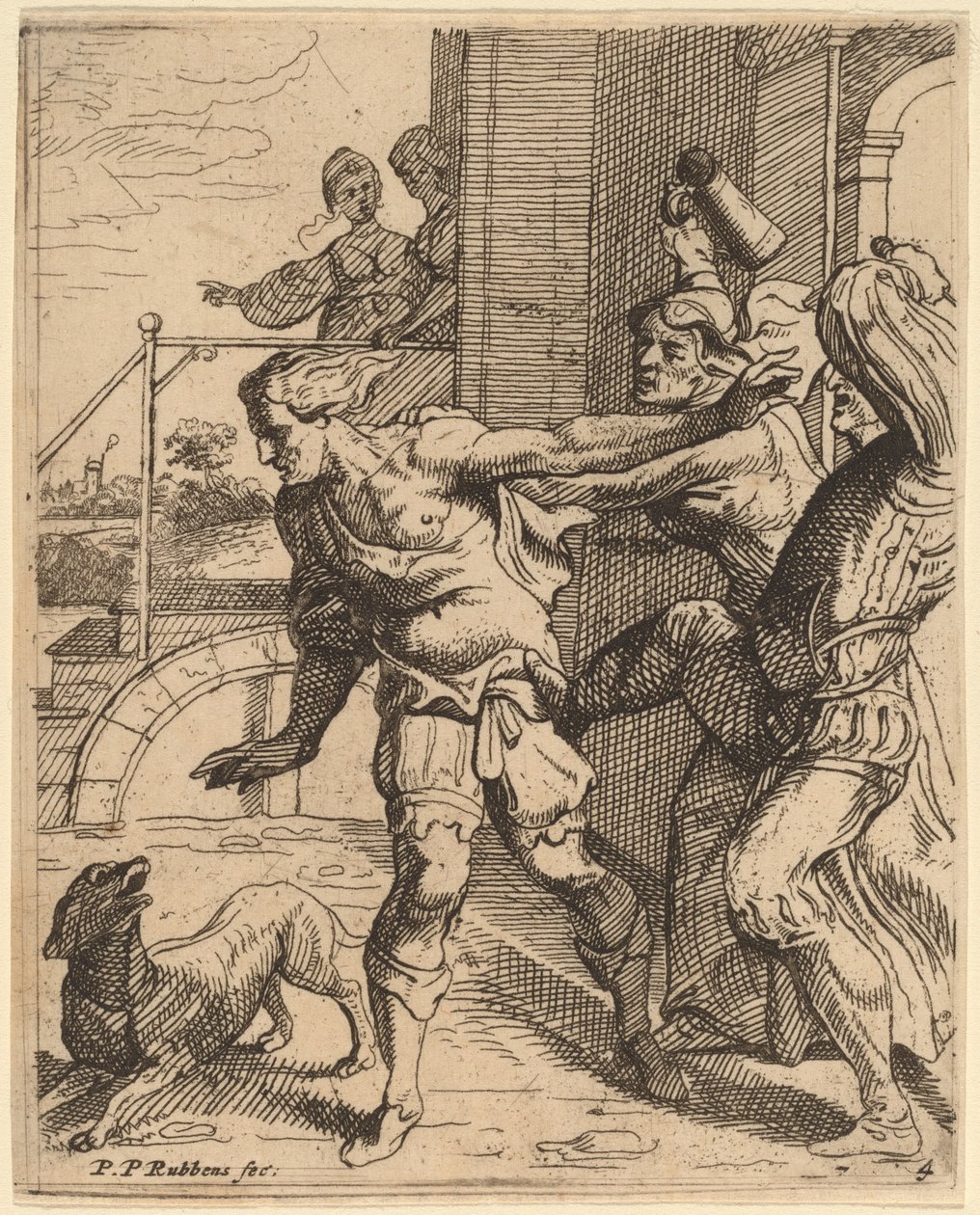 El hijo pródigo expulsado de la taberna de Theodoor van Thulden after Sir Peter Paul Rubens