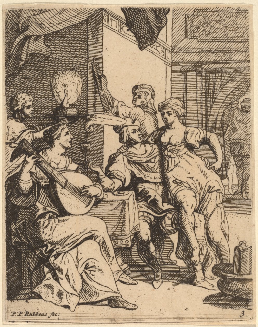 El hijo pródigo desperdiciando su sustancia en la taberna de Theodoor van Thulden after Sir Peter Paul Rubens