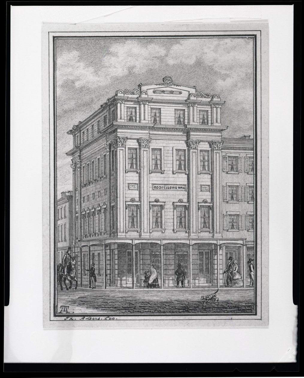Odd Fellows Hall, ubicado en la esquina de las calles 4 y Locust de Theodor Anders