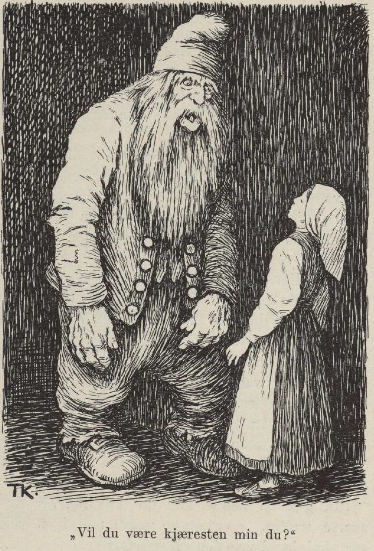 La vieja dama y su gallina de Theodor Kittelsen