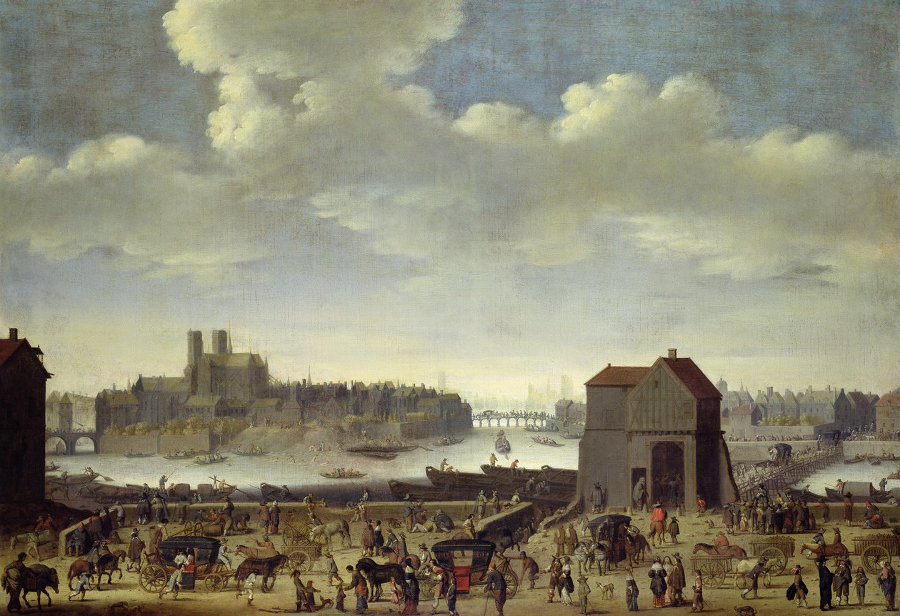 Vista del puente y el muelle de la Tournelle, c.1645 de Theodor Matham