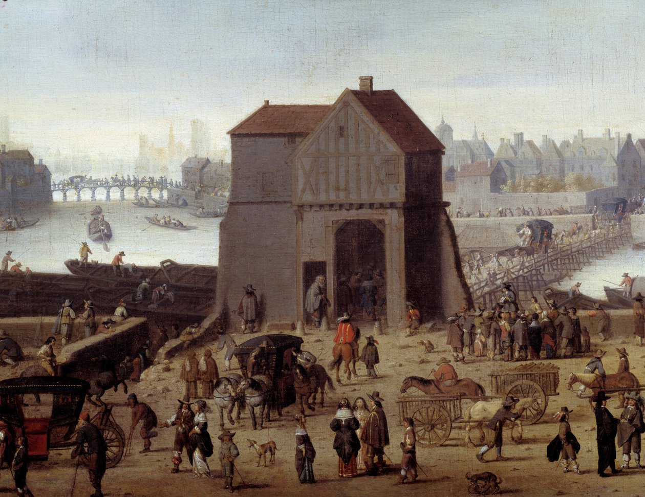 El muelle y el puente de la Tournelle (detalle) de Theodor (attr. to) Matham