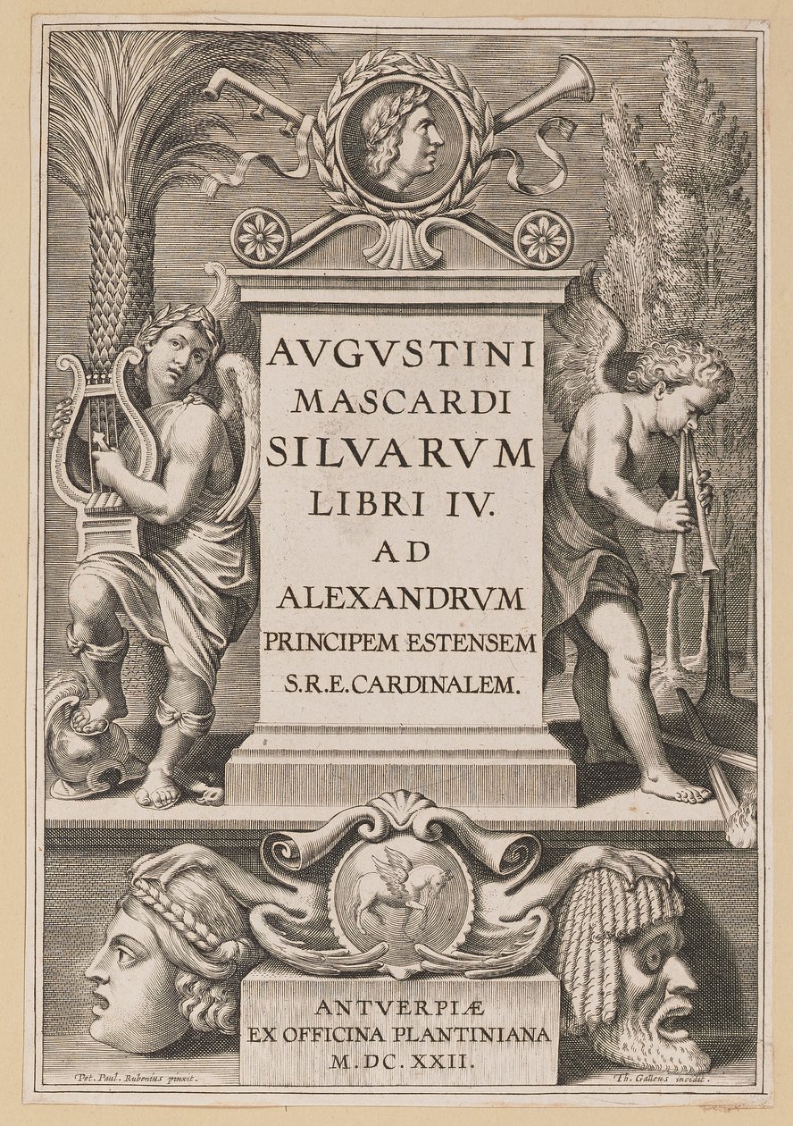 Página de Título para Agostino Mascardi, Silvarium Libri IV de Theodor Galle after Sir Peter Paul Rubens