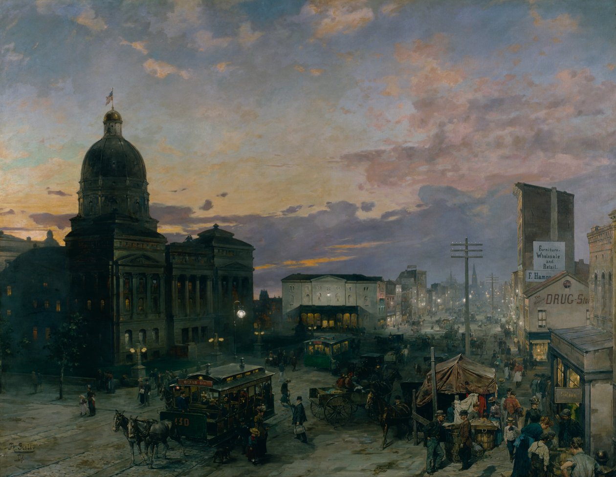 Calle Washington, Indianápolis al Anochecer de Theodor Groll