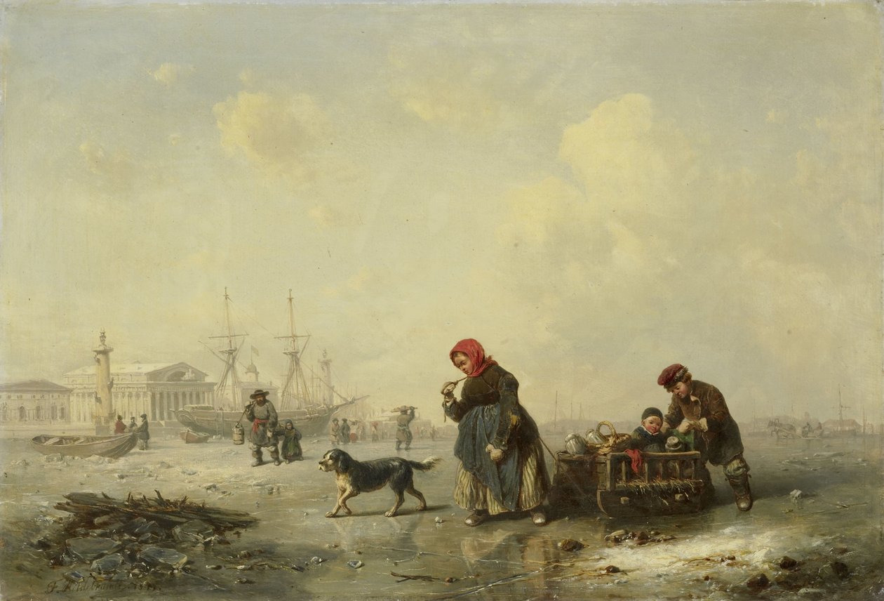 El Newa en San Petersburgo (Leningrado) en invierno de Theodor Hildebrandt