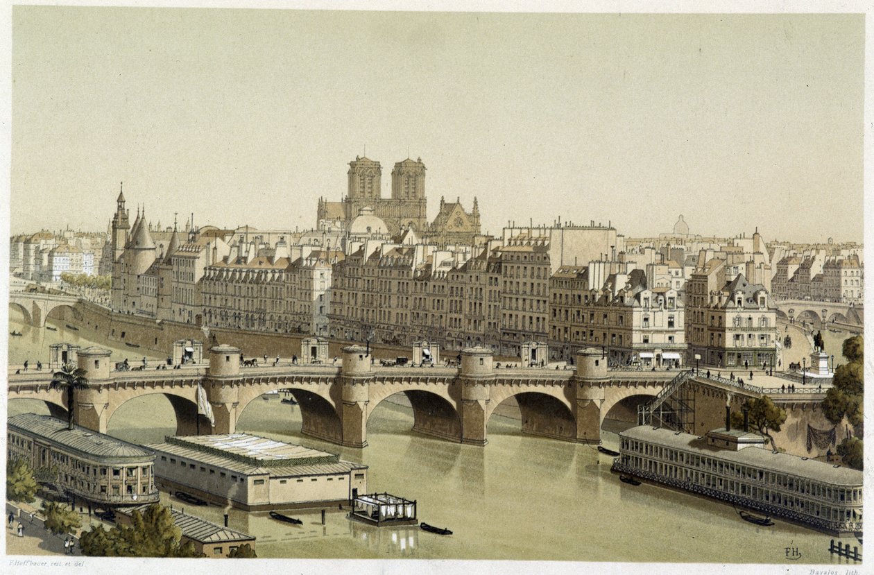 Île de la Cité y el Pont Neuf en París de Theodor Josef Hubert Hoffbauer