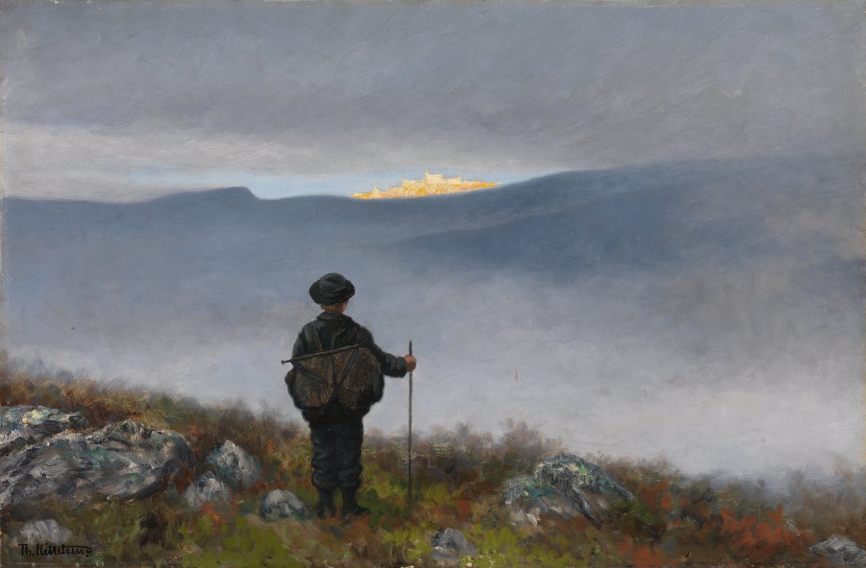 Lejos, muy lejos, el Palacio de Soria Moria brillaba como el Oro de Theodor Kittelsen