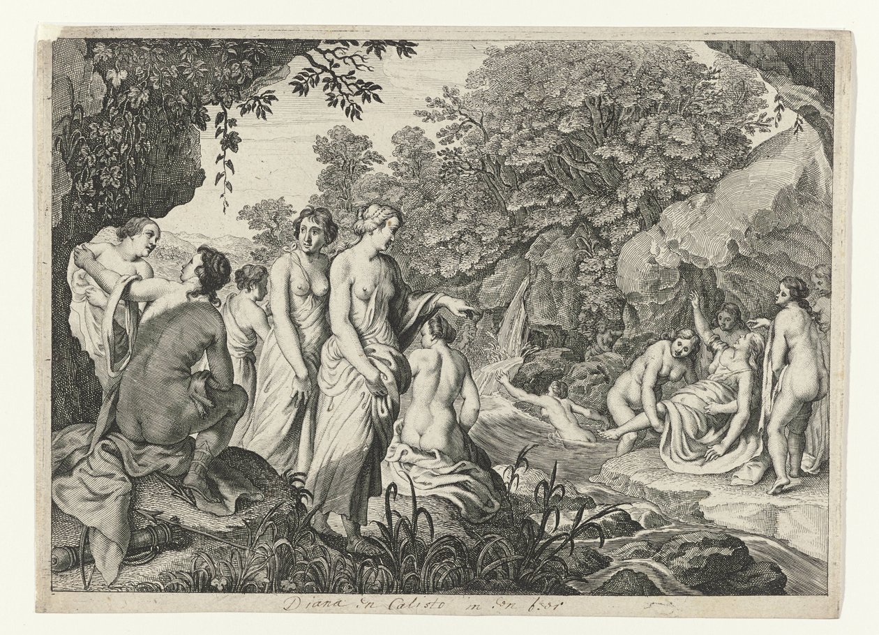 Diana descubre el embarazo de Calisto
Metamorfosis de Ovidio (título de la serie) de Theodor Matham