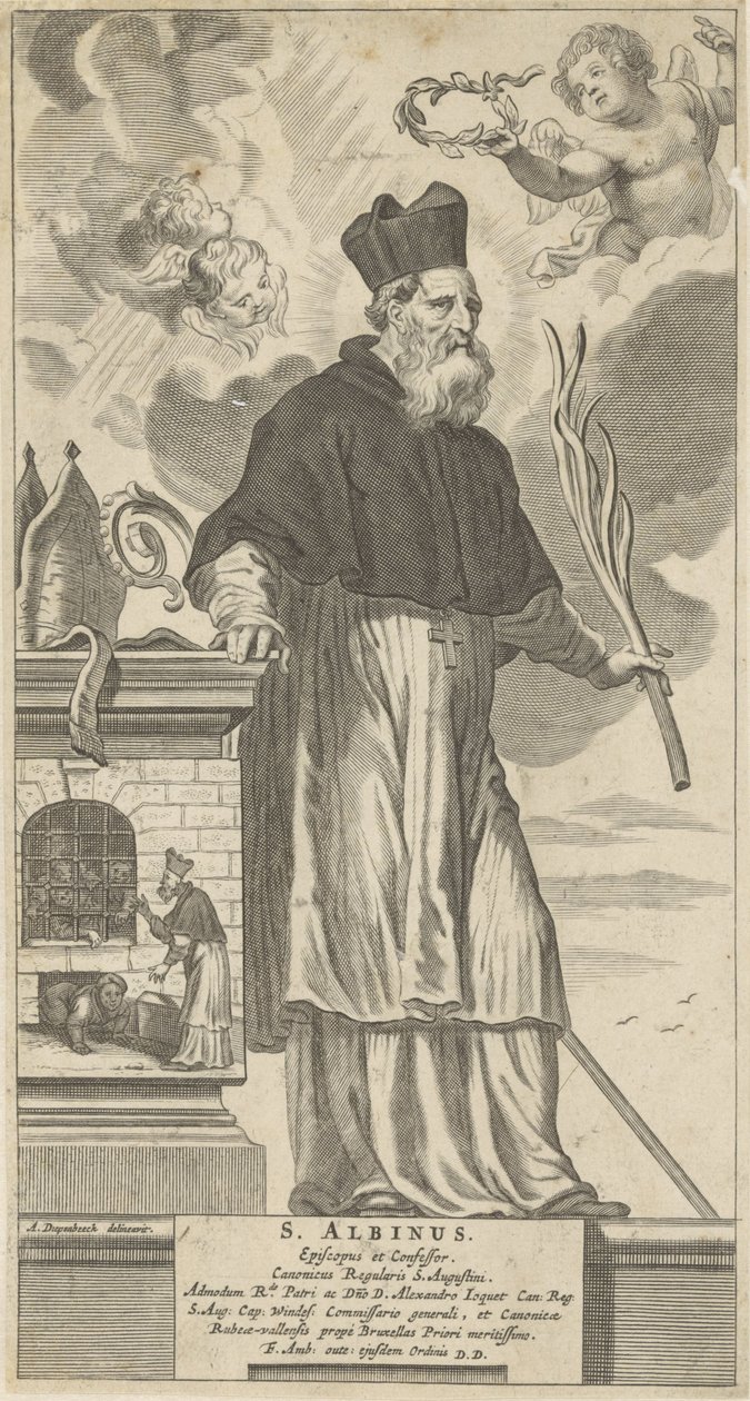 H. Albinus van Angers San Albino. Obispo y Confesor (título sobre el objeto) de Theodor Matham
