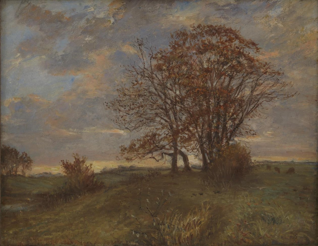 Un paisaje cerca de Borup, Zelanda. Atardecer de Theodor Philipsen