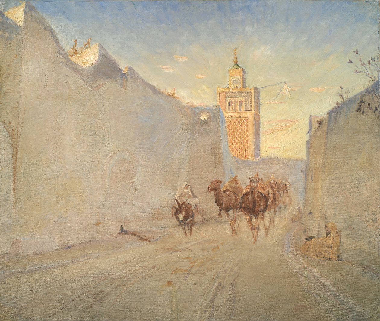 Camellos en una calle de Túnez de Theodor Philipsen