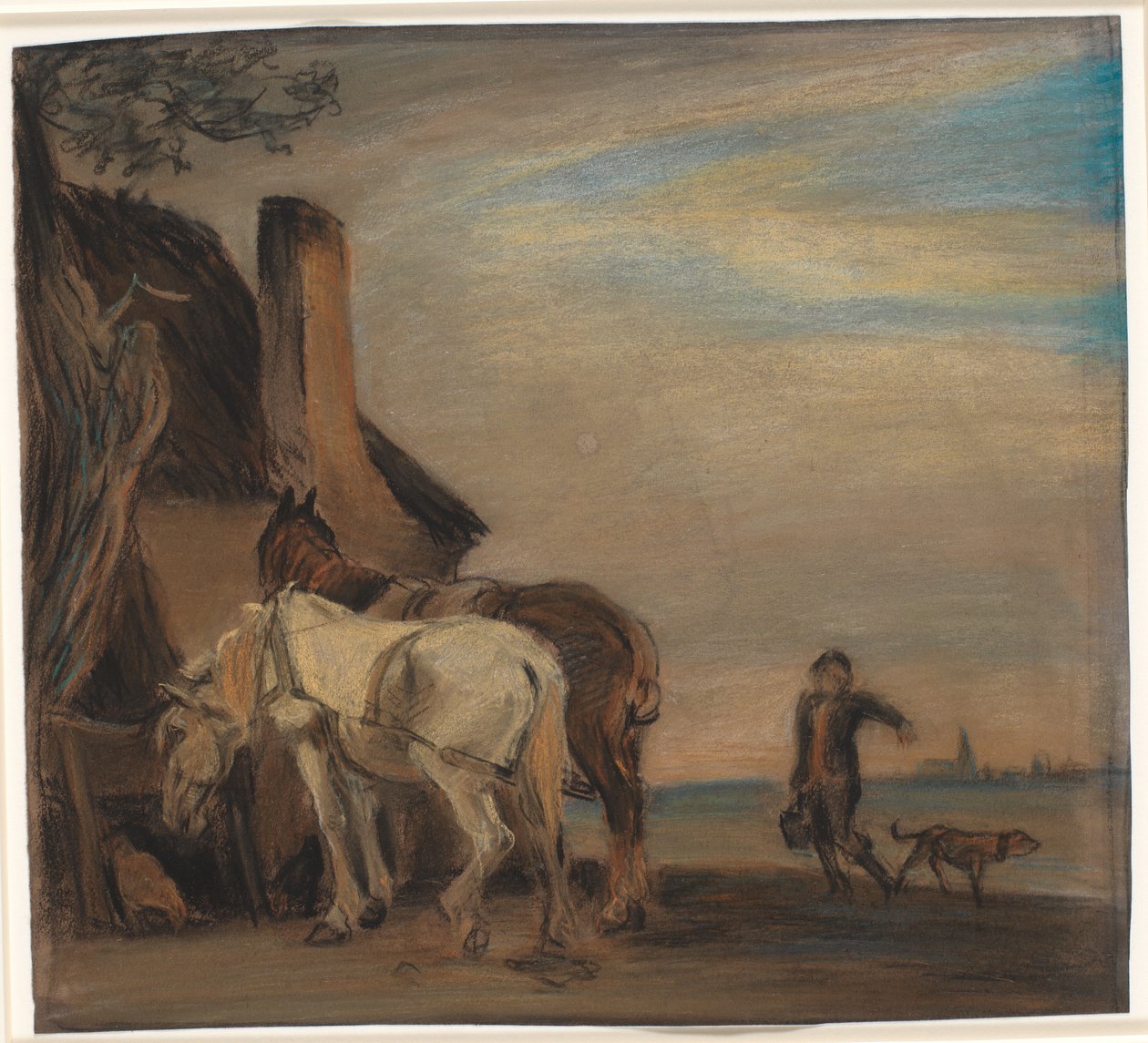 Karl, trayendo agua a dos caballos (copia de la pintura de Paulus Potter en el Louvre) de Theodor Philipsen