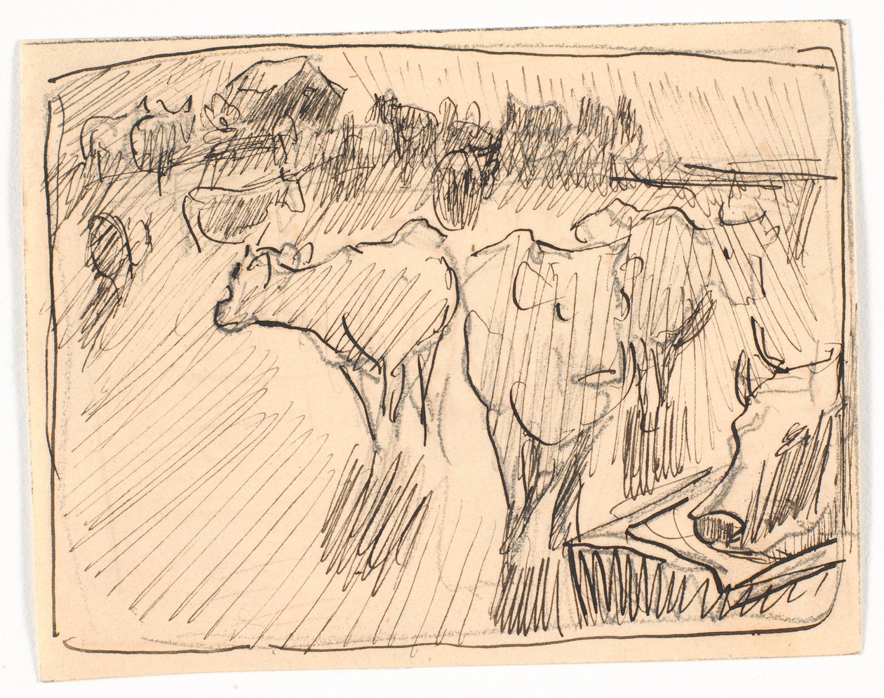 Vacas en un abrevadero, motivo visto contra el sol de Theodor Philipsen